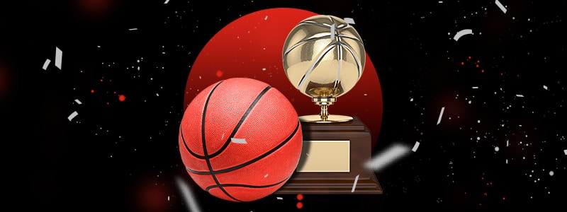 basketball trophy and ball