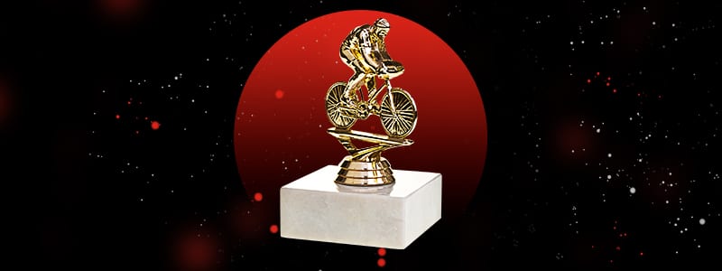 a golden trophy form a cycling betting tour