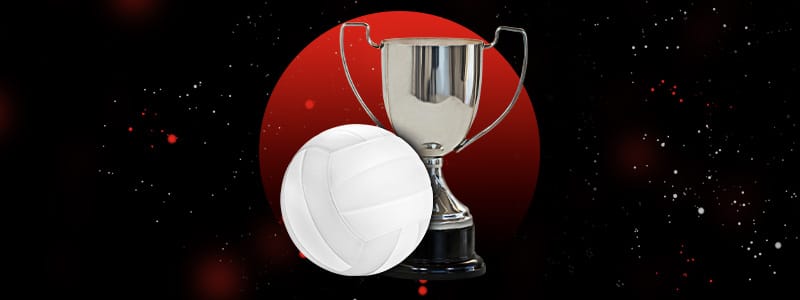 volleyball trophy and ball