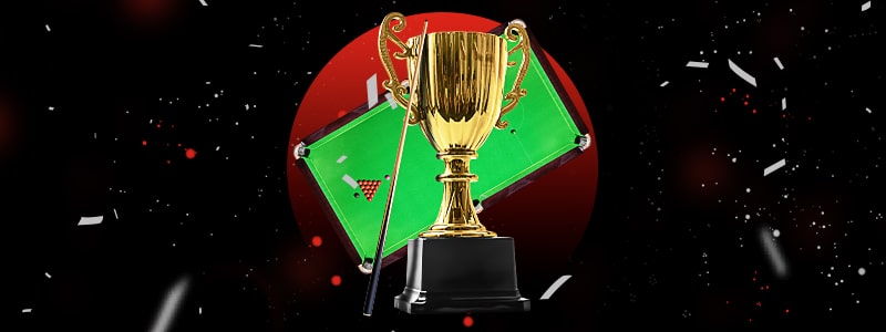 snooker table and a trophy from a big championship