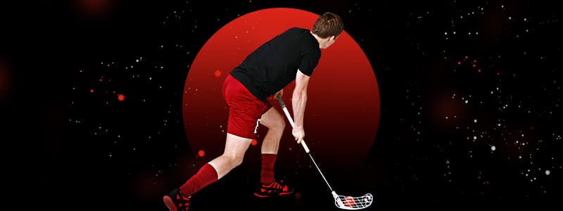 male floorball player during a competition